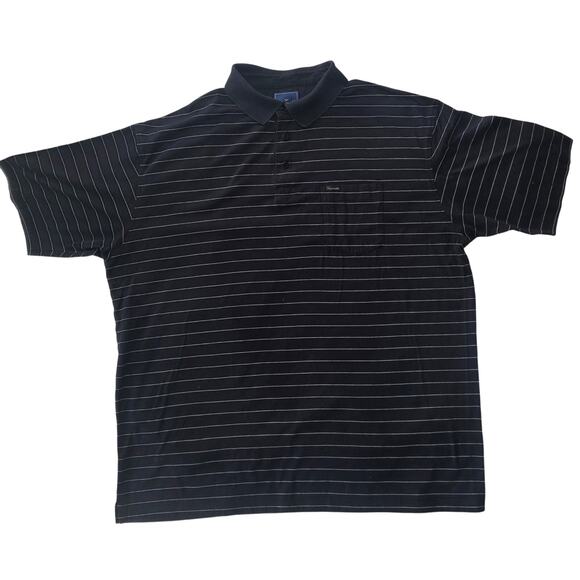 Faconnable Polo Shirt Mens XL Black White Stripe 100% Cotton French Riviera - Picture 2 of 10
